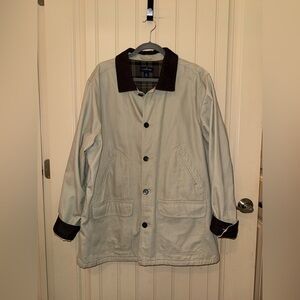 Lands End Barn Chore Jacket Beige with Brown Corduroy Trim Mens XL